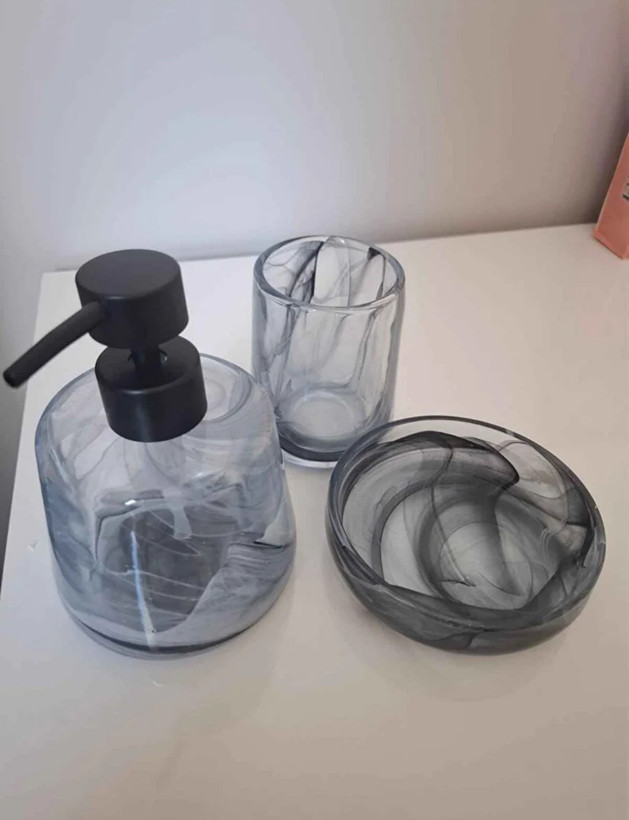 ست اکسسوری حمام ۳ تکه Karaca Home مدل Aline Anthracite