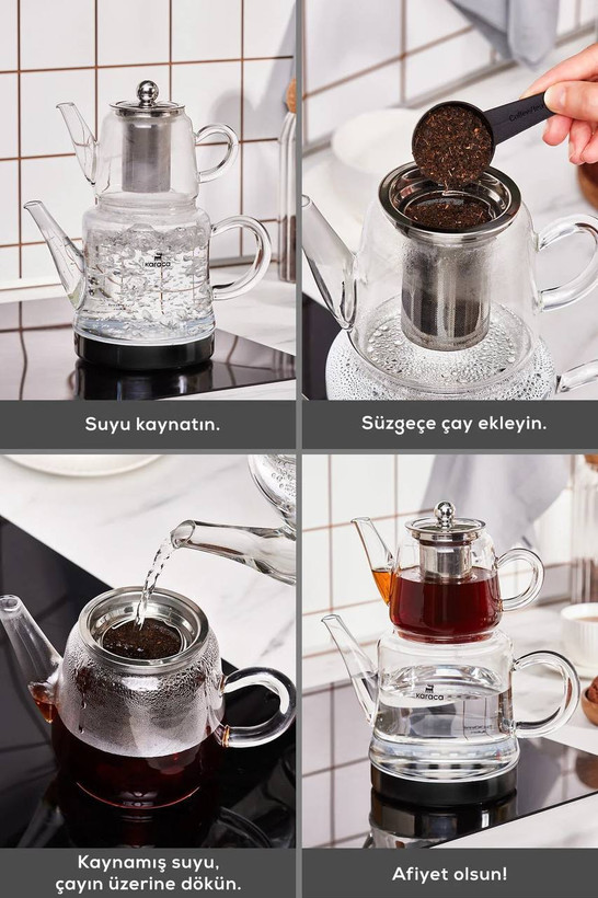 کتری و قوری شیشهای کاراجا-ترکیه 🇹🇷 مدل Dora