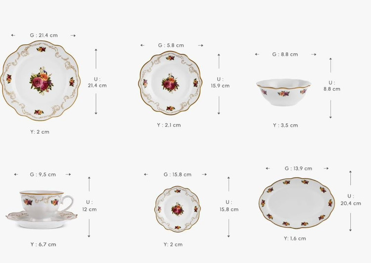سرویس صبحانهخوری ۲۶ پارچه کاراجا مدل Forever Bone Antique Gold