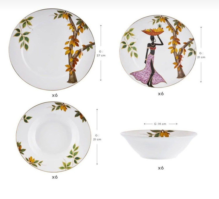 سرویس غذاخوری ۲۴ پارچه کاراجا مدل Elegance Bone Samira 🇹🇷